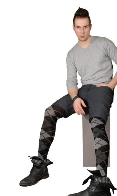 Grating men opaque checkered tights Adrian