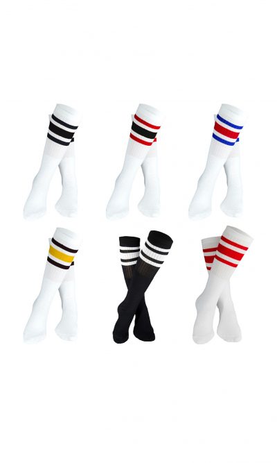 Sport stripe long skate socks skater basketball 19″ inch cotton vintage tennis socks