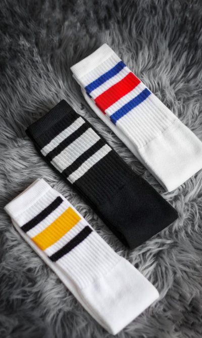 Sport stripe long skate socks skater basketball 23″ inch cotton vintage tennis socks