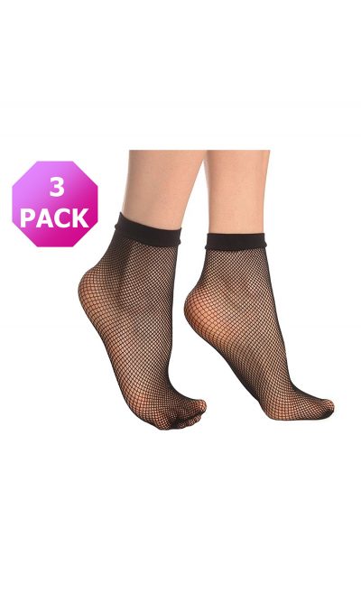3 Pairs Fishnet Ankle Socks Small Net Girls Women